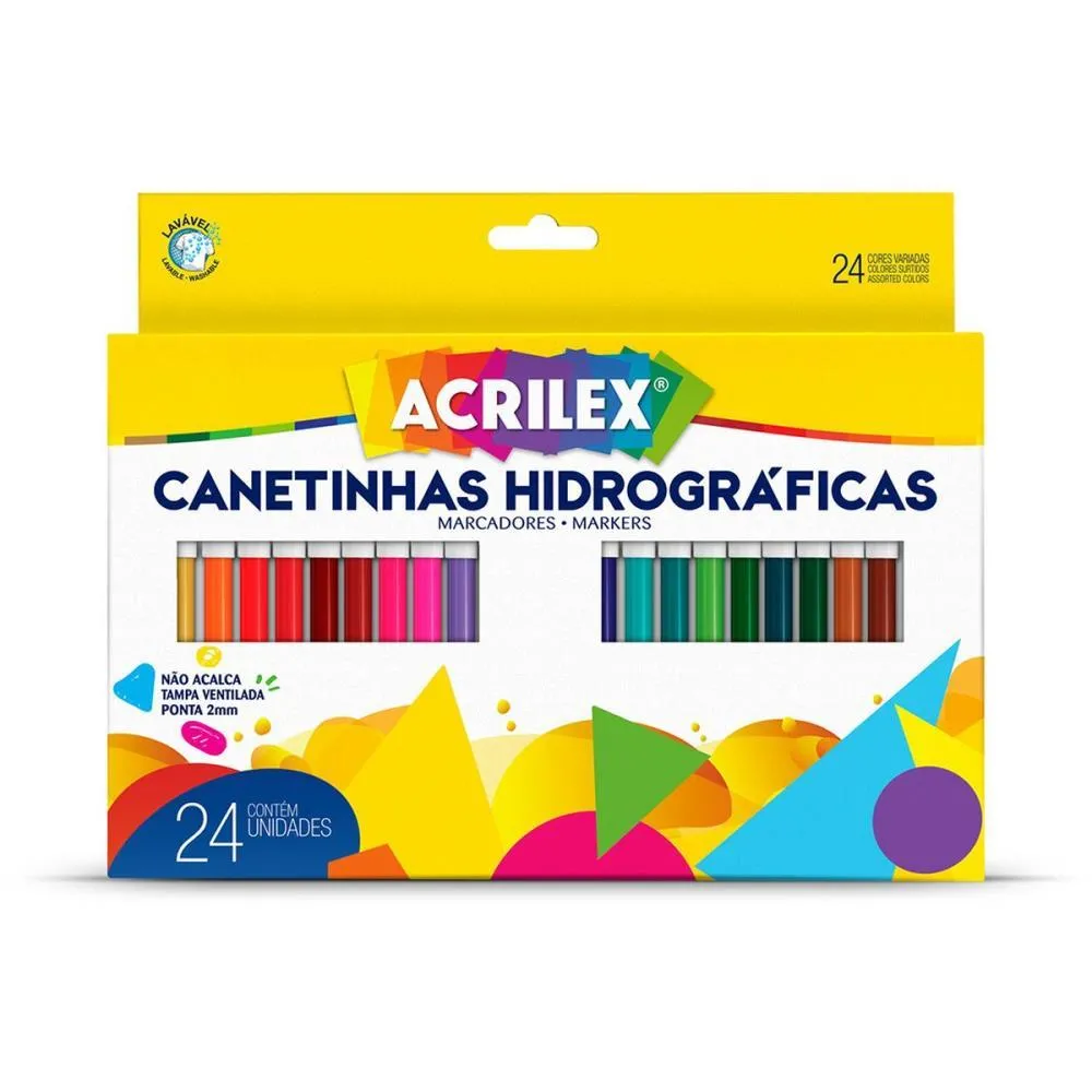 CANETINHA HIDROGRAFICA 24CORES SEM COR ACRILEX