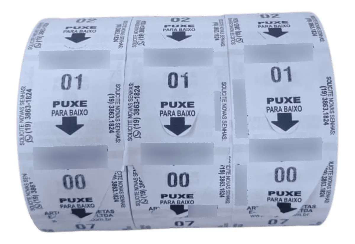 BOBINA SENHA 3 DIG. PRETO C/ 2000 ETIQUETAS 000 A 999 2 SERIES