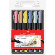 CANETA BRUSH SUPERSOFT - PASTEL 6C FABER CASTELL