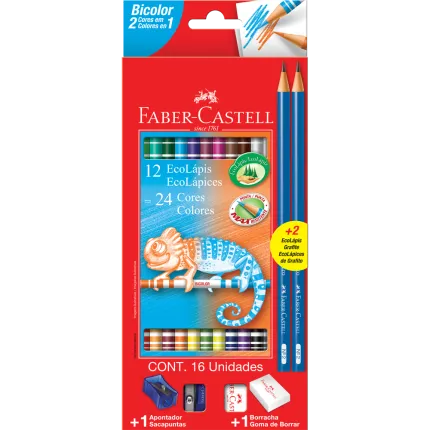 LAPIS COR BICOLOR 12 LP/24CORES KIT ESC FABER CASTELL