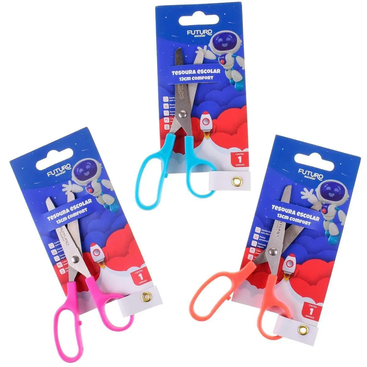 TESOURA ESCOLAR 13CM COMFORT  FUTURO