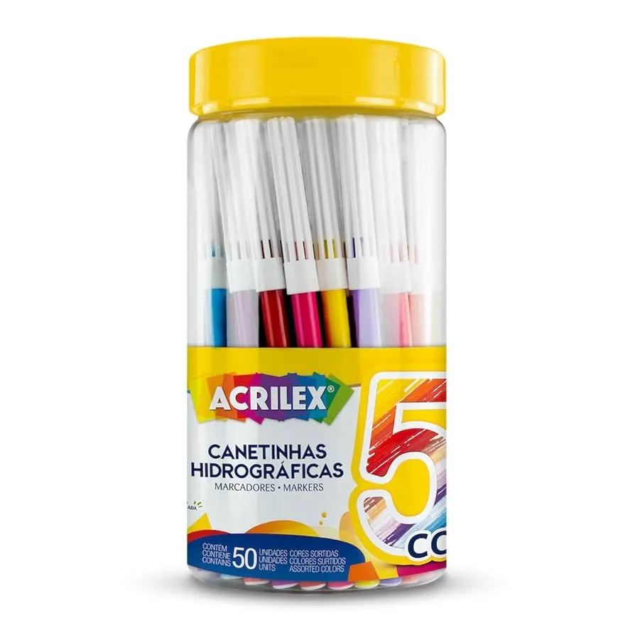CANETINHA HIDROGRAFICA 50CORES SEM ACRILEX
