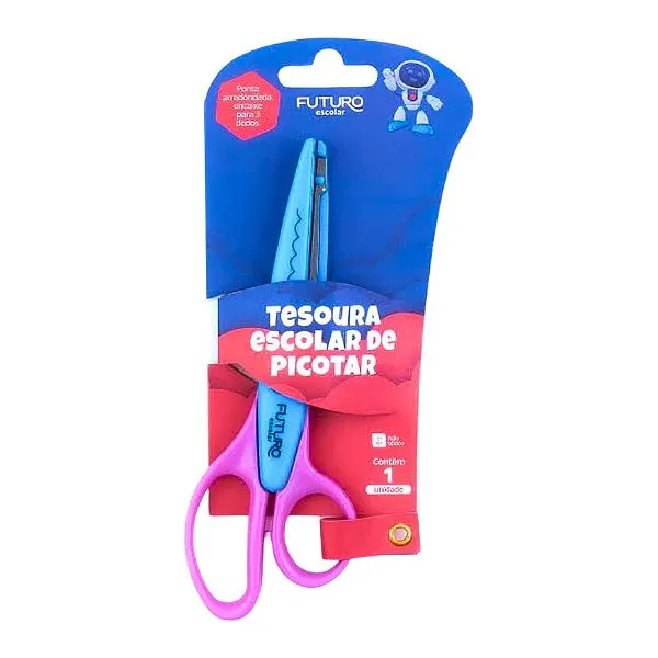 TESOURA PLASTICA PICOTAR 16CM LAMINA METAL  FUTURO