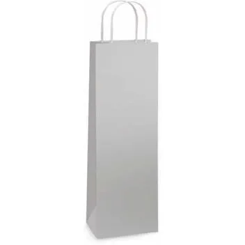 EMBALAGEM PARA GARRAFA 35X13X8CM. SACOLA LAMIN.PRATA   700500071 - PACKPEL