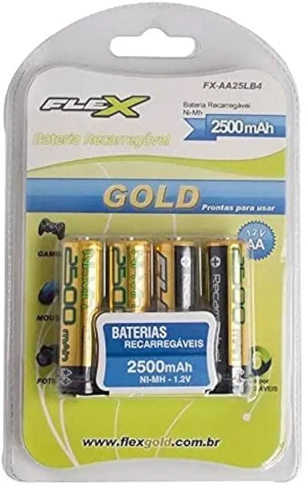 BATERIA / PILHA RECARREGAVEL C/ 4 UNID.MOD."FLEX" FX-AA25LB4