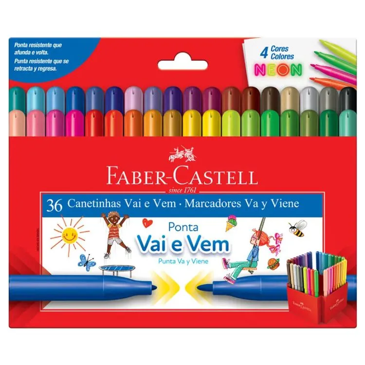 CANETINHAS VAI E VEM 36 CORES  FABER CASTELL