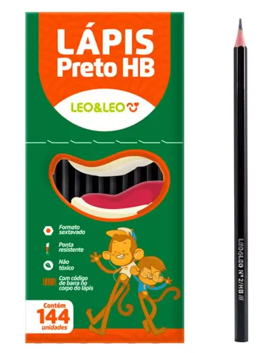 LAPIS GRAFITE CORPO PRETO RESINA HB SEXTAV.LEOELEO