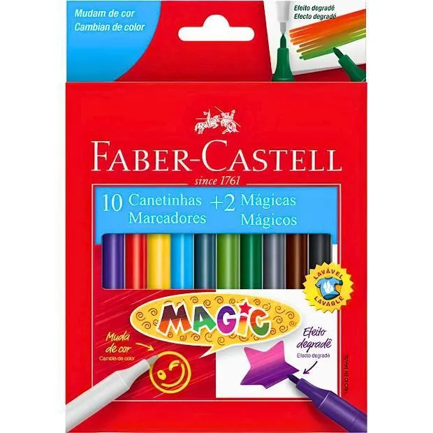 CANETINHA MAGIC 10 CORES + 2 FABE CASTELL
