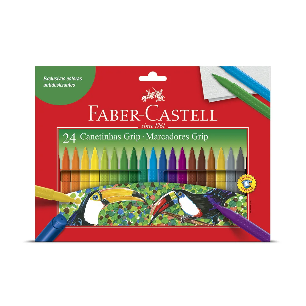 CANETINHA HIDROGRAFICA GRIP - 24 CORES  FABER CASTELL