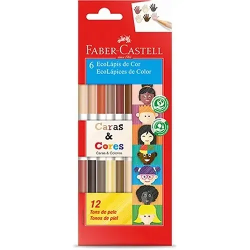 ECOLÁPIS CARAS&CORES 12 TONS DE PELEFABER CASTELL