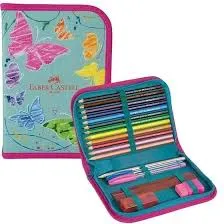 ESTOJO NYLON BORBOLETA VERDE FABER CASTELL