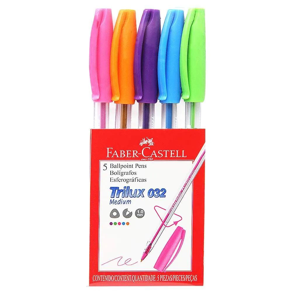 CANETA TRILUX COLORS CARTELA 5 CORES  FABER CASTELL