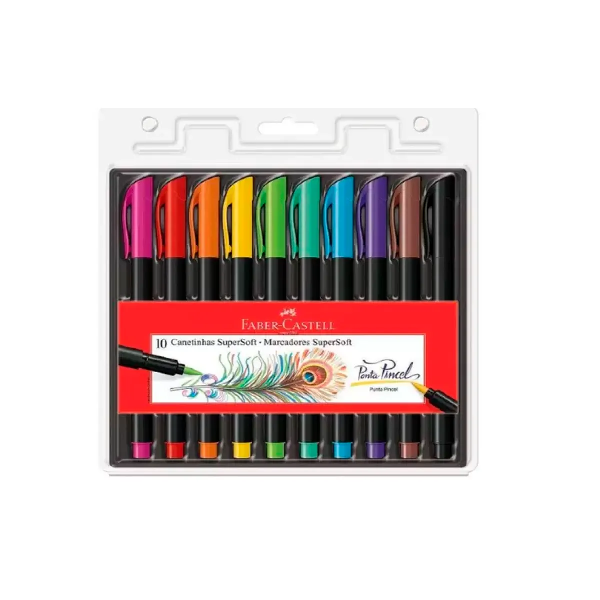 CANETINHA HIDROGRAFICA SUPERSOFT - BRUSH 10 CORES FABER CASTELL