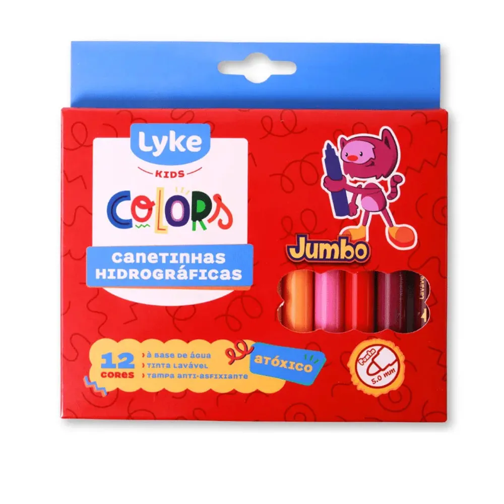 CANETINHA HIDROGRAFICA JUMBO 12 CORES  LYKE